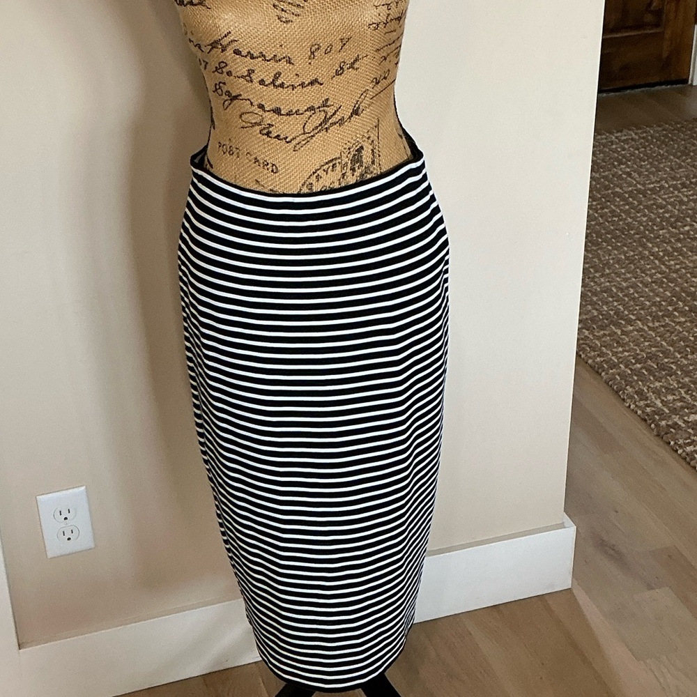 Sanctuary Black and White Striped Pencil Skirt